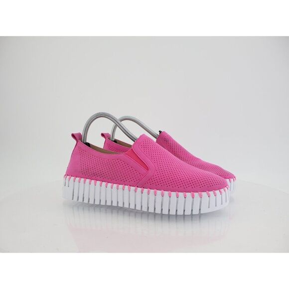 Ilse Jacobsen Tulip Platform Flat Sz 41 11 Slip On Hot Pink perforated Shoes - Picture 1 of 10